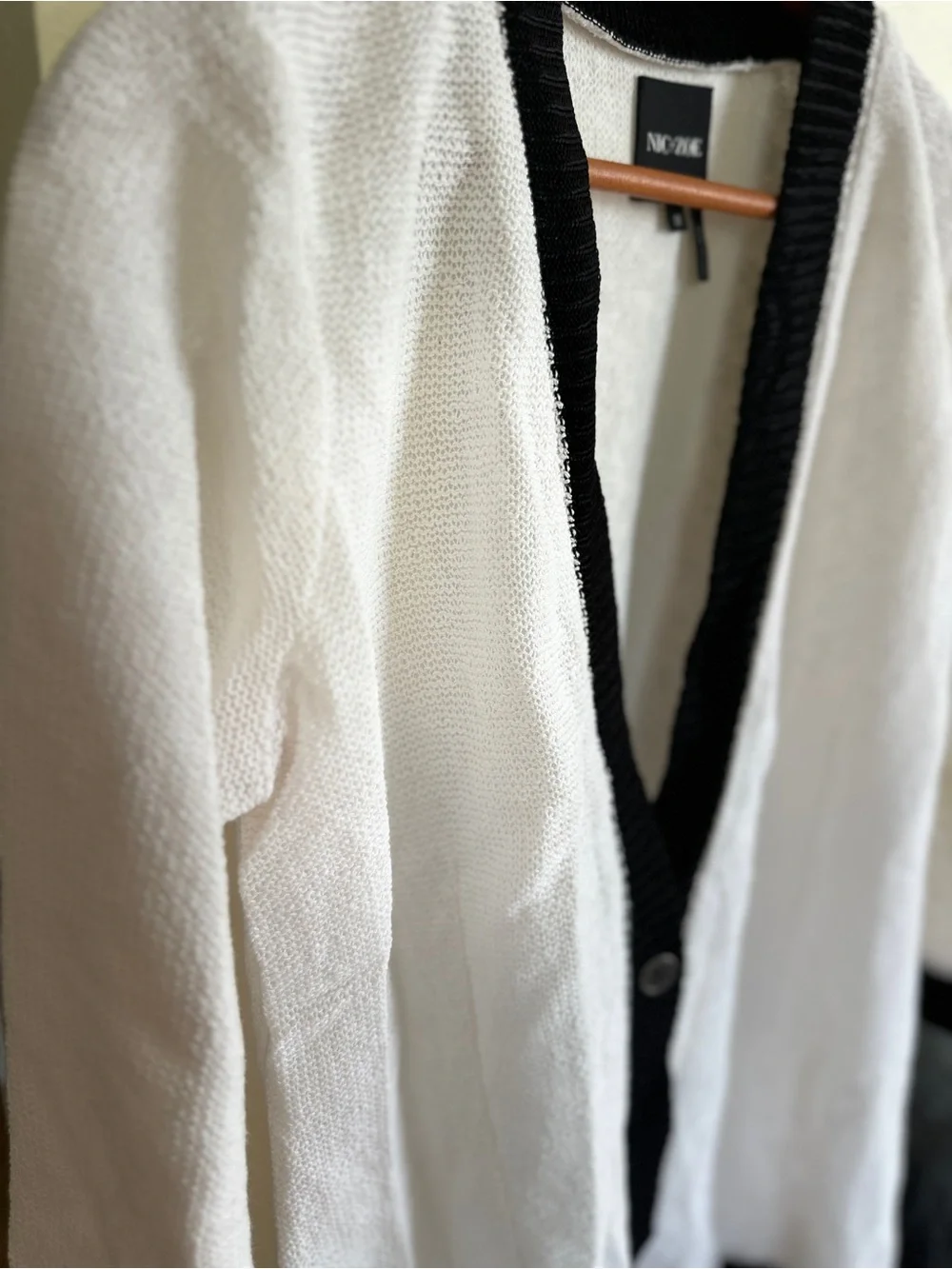 NIC+ZOE White Cardigan with Black Trim - Picture 2 of 8